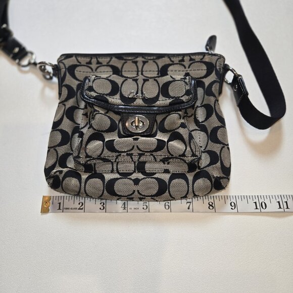 VTG Coach Purse Signature Stripe C Swingback Crossbody Bag Gray Black Zipper - Picture 11 of 13